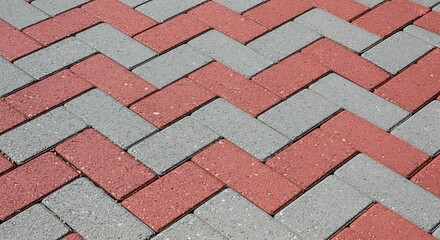 Red and Gray Herringbone Brick Pavement A Stunning Design for Driveways and Patios