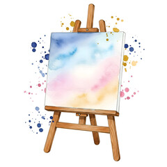 wooden easel with canvas