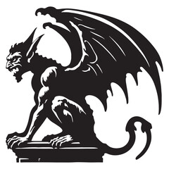 Clean Gargoyle outline drawing — gargoyle silhouette — gargoyle vector — silhouette of gargoyle — dark beast sketch — fantasy art element — simple monster graphic
