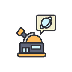 Whimsical Observatory With Telescope Peeking At A Ringed Planet Illustration