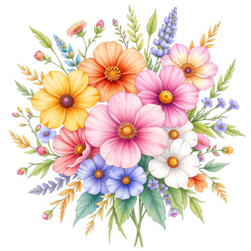 Vibrant floral arrangement nature digital art botanical close-up beauty in bloom