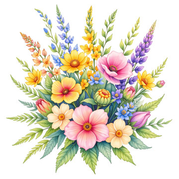 Vibrant floral arrangement nature illustration botanical art close-up beauty of flowers