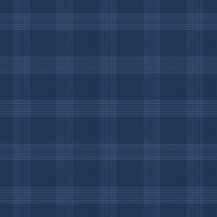 Fototapeta premium Plaid with twill weave repeat pattern in navy blue.Gingham seamless pattern with stripes.Checkered tartan geometric graphic vector illustration background for fabric and prints.