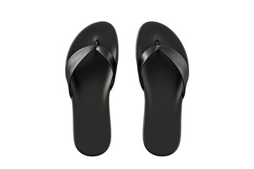 Fototapeta premium Pair of black flip-flops, top view