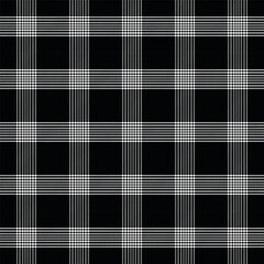 Plaid with twill weave repeat pattern in black and white.Gingham seamless pattern with stripes.Check tartan Geometric graphic vector illustration background.