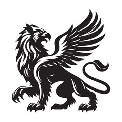 Fantasy Griffin profile art — griffin silhouette — griffin vector — silhouette of griffin — Griffin illustration — mythical animal drawing — legendary beast concept — winged guardian visual
