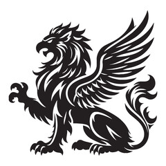 Obraz premium Abstract Griffin shape artwork — griffin silhouette — griffin vector — silhouette of griffin — Griffin illustration — symbolic winged beast — fantasy animal outline — legendary figure drawing 