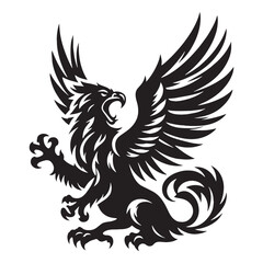 Majestic Griffin outline shape — griffin silhouette — griffin vector — silhouette of griffin — eagle lion creature — mythical beast graphic — ancient legend design
