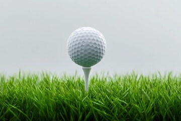 Golf Ball on a Tee in Green Grass