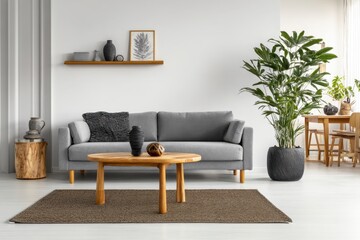 Comfortable Living Room Interior Design with Modern Wooden Accents
