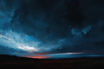 Fototapeta premium Dramatic Dark Sky Landscape with Intense Cloud Formations