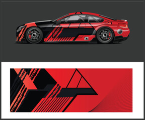 Red and Black Abstract Race Car Wrap Design Template