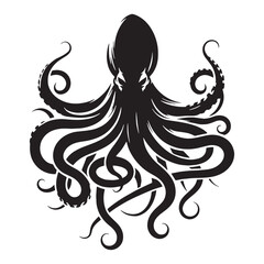 Mythical Kraken profile study — kraken silhouette — kraken vector — silhouette of kraken — deep ocean cryptid — legendary sea monster art — dark fantasy beast
