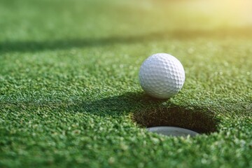 Obraz premium A Golf Ball Near the Hole on the Green