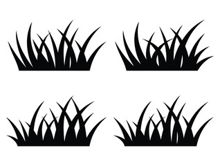 Black Grass Silhouette Icon Set Vector Art Illustration
