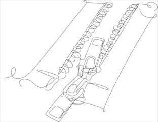 Continuous line illustration of fully opened zipper – abstract vector