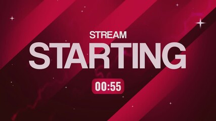 clean starting soon overlay animation with 1 min countdown for twitch streamers - Red variation