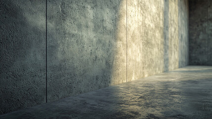 Concrete Wall with Dramatic Lighting in an Empty Room Interior