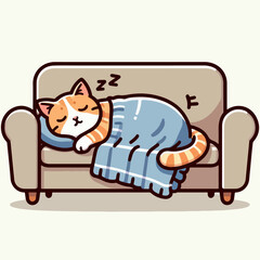 cat sleeping on a sofa