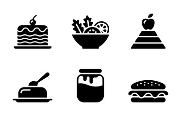 Food Icons Set - Healthy and Unhealthy Eating silhouette 