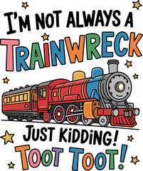 Fototapeta premium Trainwreck'd Illustration Locomotive