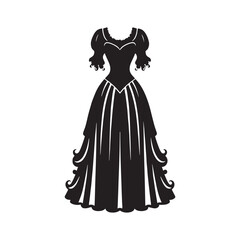 Fototapeta premium Static reflection of victorian gothic dress in pure vector – victorian gothic dress silhouette – victorian gothic dress vector – victorian gothic dress illustration – ladies dress silhouette