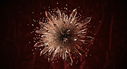 Abstract Crystal Formation Bursting Outward on a Deep Red Textured Background