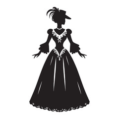 Basic shape of victorian gothic dress as dark silhouette – victorian gothic dress silhouette – victorian gothic dress vector – victorian gothic dress illustration – ladies dress silhouette