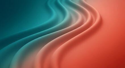 Abstract Wavy Gradient Background with Teal and Coral Color Transition