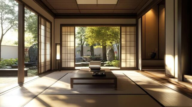 Minimalist Japandi modern living room interior design