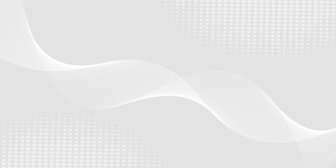 Futuristic gray white abstract background. shining wave lines pattern for banner, wallpaper, cover. Vector illustration