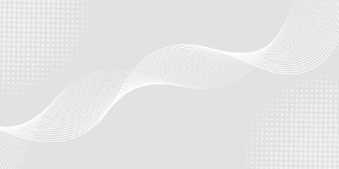Futuristic gray white abstract background. shining wave lines pattern for banner, wallpaper, cover. Vector illustration