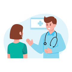 Fototapeta premium A friendly doctor is consulting with a patient in his office