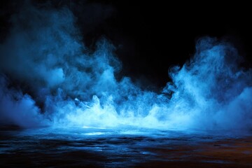 Fototapeta premium Blue Mystical Smoke Illuminated in the Darkness of Night