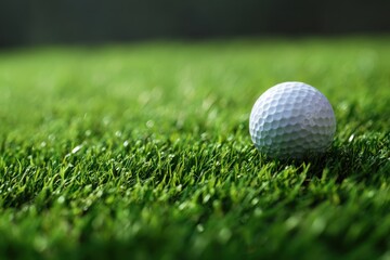 Obraz premium Golf Ball Close Up On A Green Golf Field