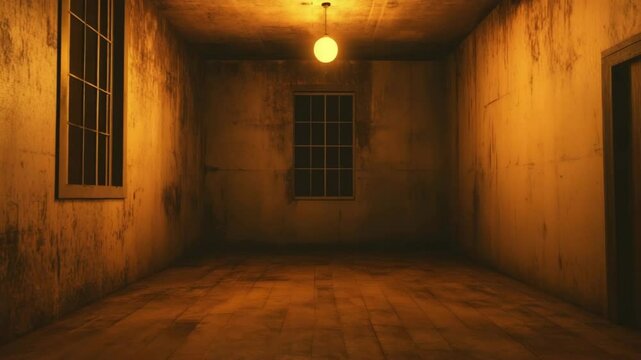 Minimalist vacant room with soft lighting and clean walls