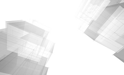 Architectural building 3d rendering concept sketch