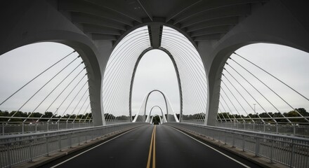 Fototapeta premium Ornate white arches soaring above bridge