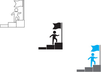 Leadership to reach business success. Businessman running to the top of the graph. Business concept of goals, success, ambition, achievement and challenges