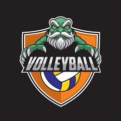 volleyball club logo goblin vector illustration design