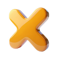 Geometric Symbol: A vibrant, glossy 'X' symbol stands out, offering a sleek, modern aesthetic and versatility for design applications, evoking concepts of cancellation and choice.
