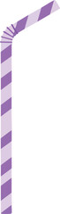 Obraz premium Purple striped flexible drinking straw vector illustration with bendable segment for beverages and drinks 