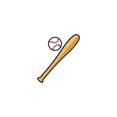 Baseball bat and ball icon graphic design