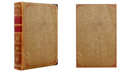 Modelo de livro vintage 3d com capa de livro em branco com pequenas manchas de desgaste. Acompanha capa retangular plana