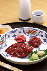 Salmon shark heart sashimi, Japanese cuisine