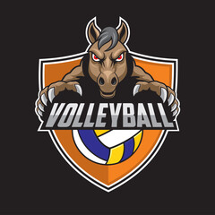 volleyball club logo horse vector illustration design