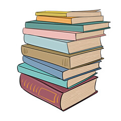 Stack of colorful books. Vector illustration for education a hand drawn for educational materials, libraries, online courses. For the banners, knowledge day, September 1 and theme back to school.