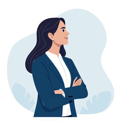 Confident Businesswoman with Arms Crossed - Vector Illustration