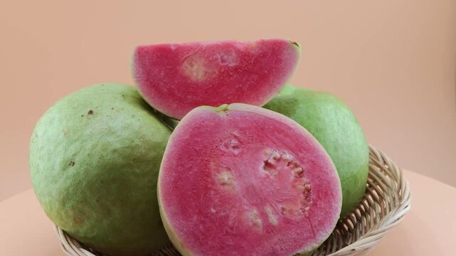 Pink guava in a basket 