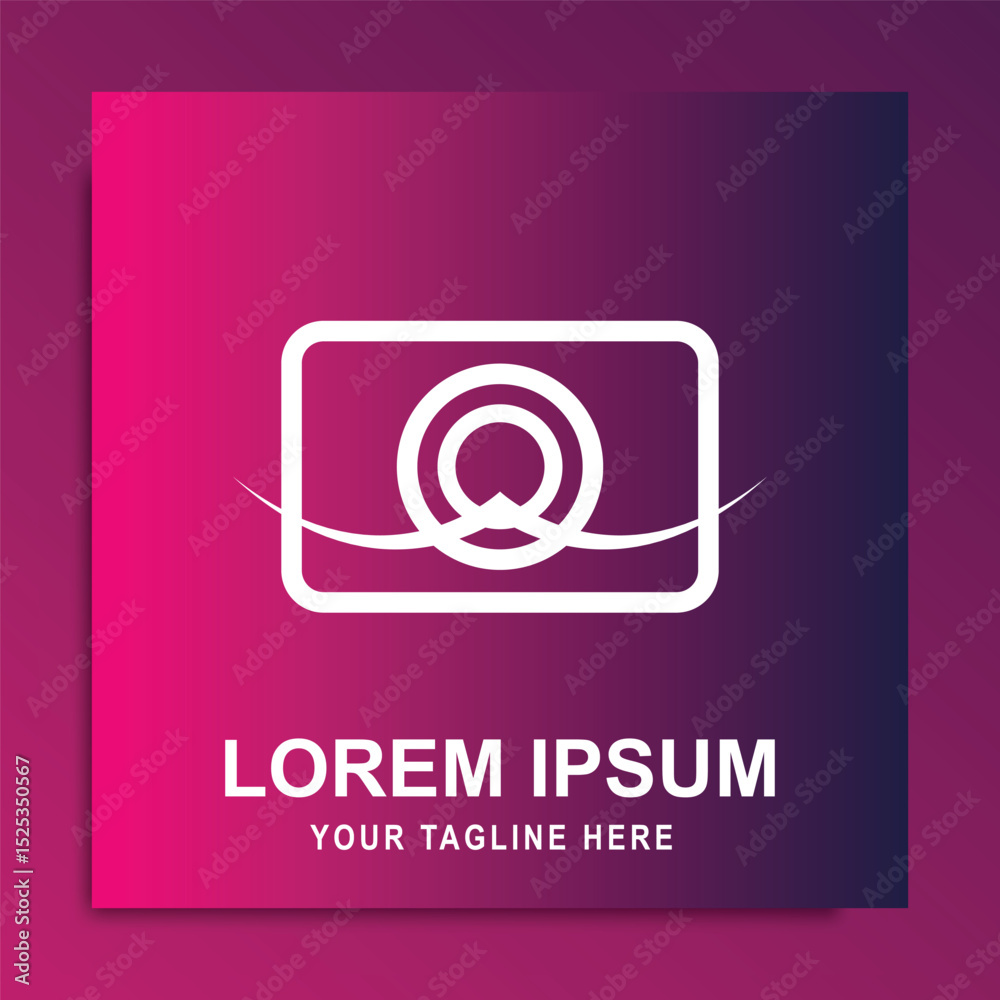 Wall mural unique camera logo design vector illustration symbol with simple shape gradient color background sui